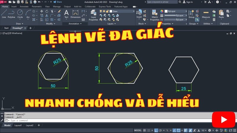 Polygon - Lệnh AutoCAD