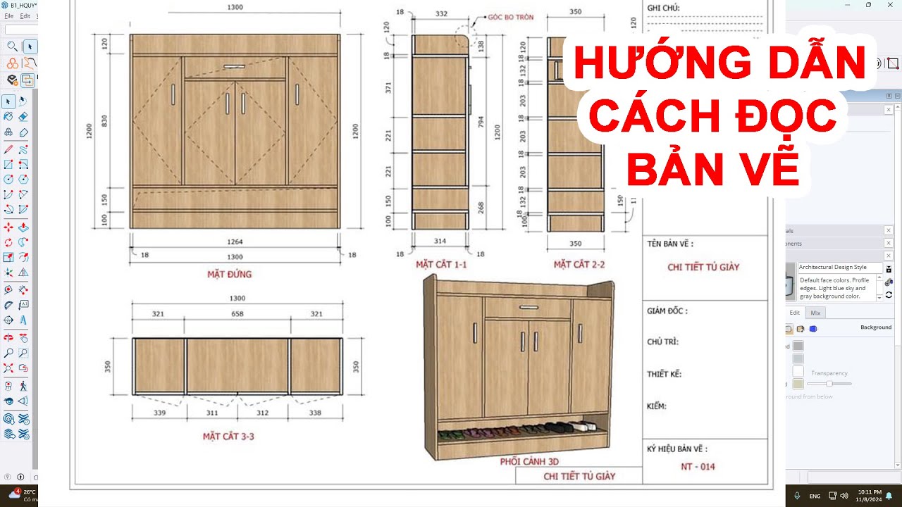 Cách đọc bản vẽ gỗ nội thất qua các hình chiếu
