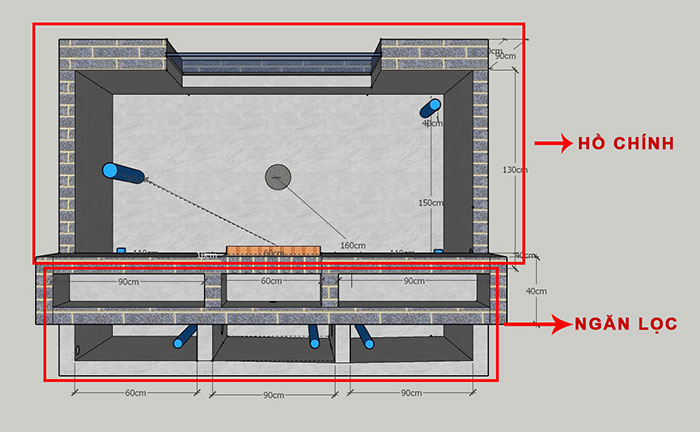 Bản vẽ thiết kế hồ cá koi 3D