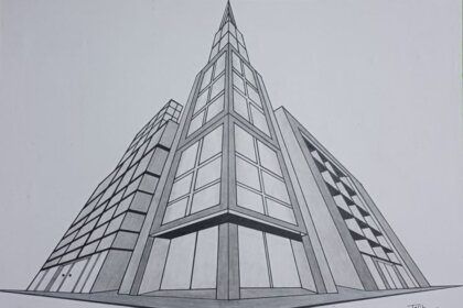 Chi tiết cách vẽ phối cảnh 3 điểm tụ trong kỹ thuật vẽ tay