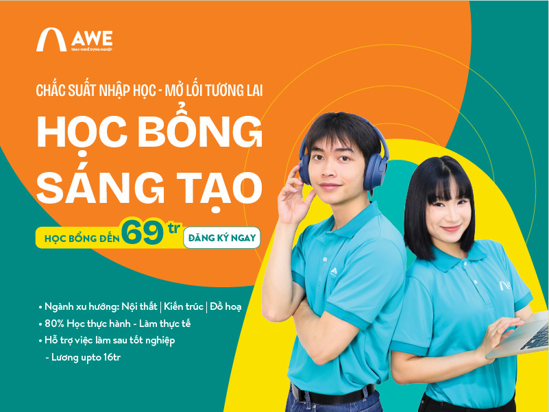 AWE xét tuyển Học bổng Sáng tạo Ngành Thiết Kế 2026 lên đến 69 triệu đồng