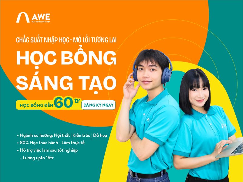 AWE xét tuyển Học bổng Sáng tạo Ngành Thiết Kế 2026 lên đến 60 triệu đồng