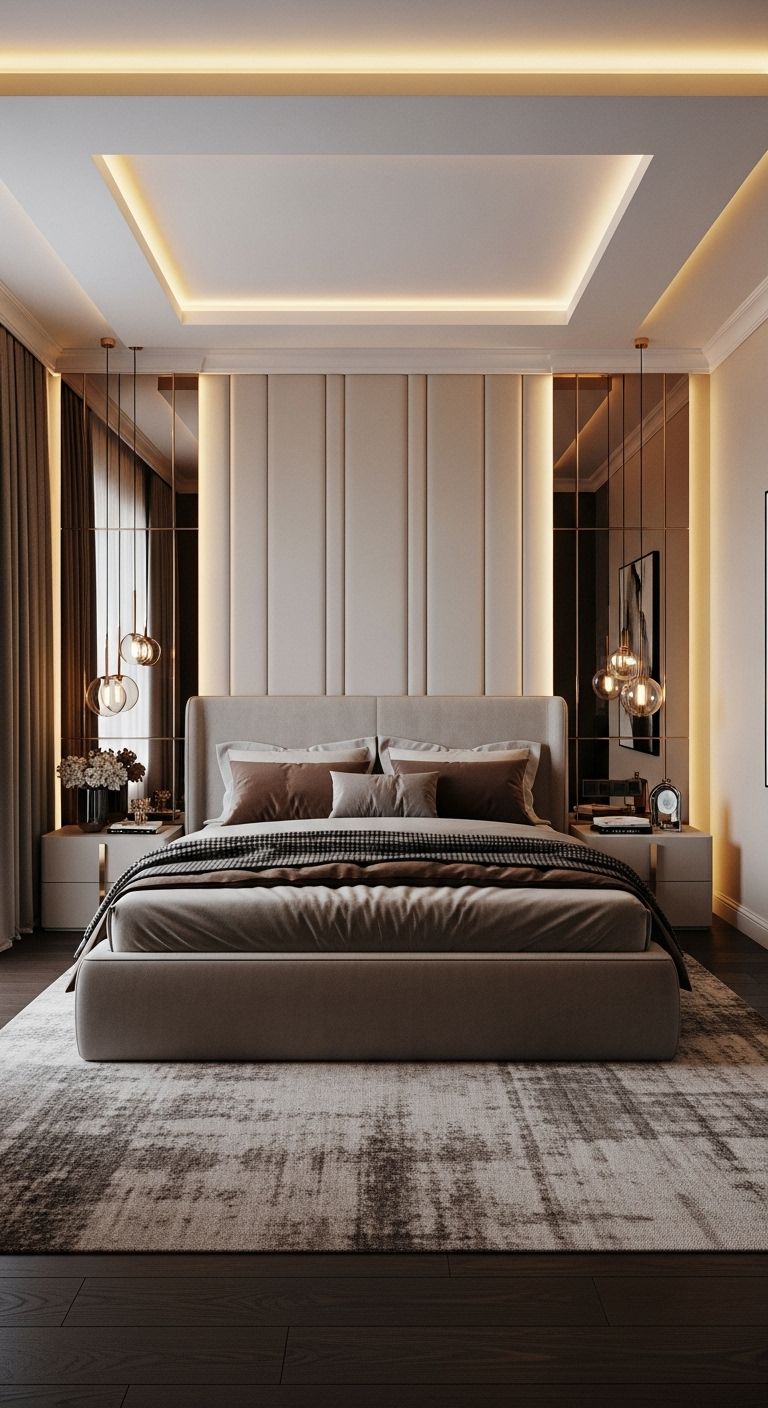 3 tầng ánh sáng phòng ngủ tổng chức năng trang trí