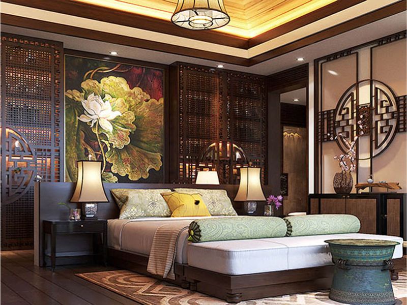Màu sắc trong thiết kế nội thất phòng ngủ phong cách Á Đông